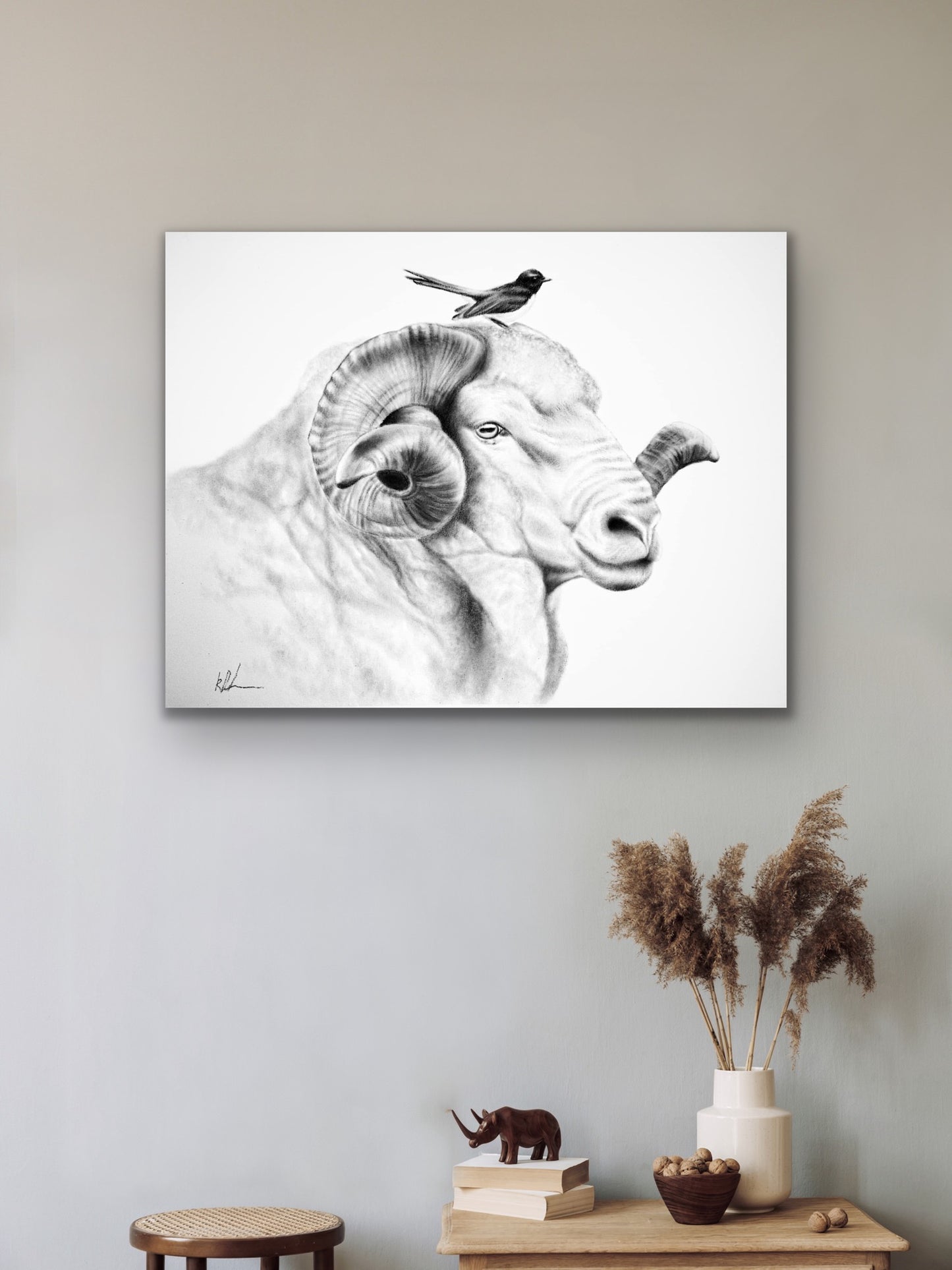 David and Goliath stretched canvas print