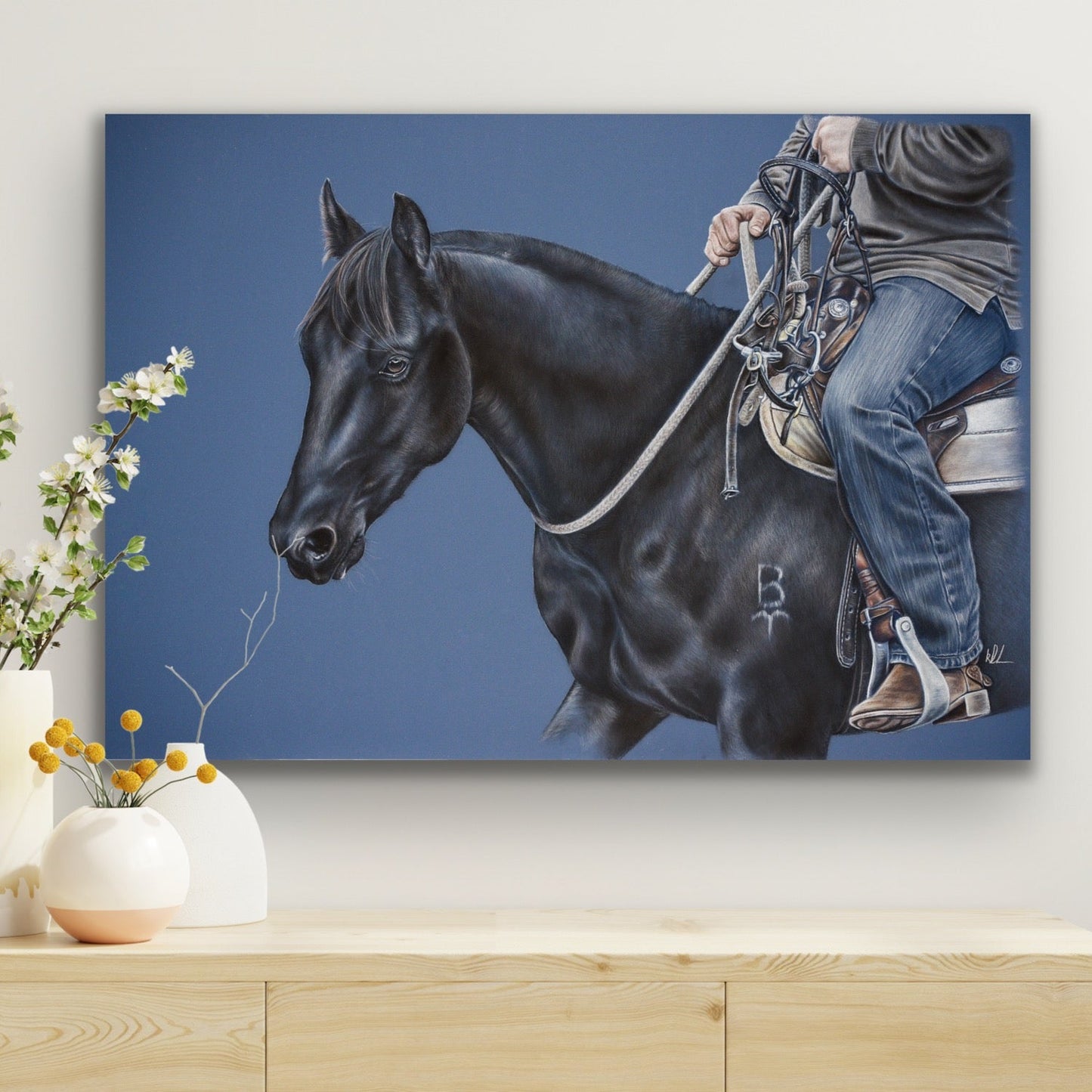 ducati acres stretched canvas print hanging on wall