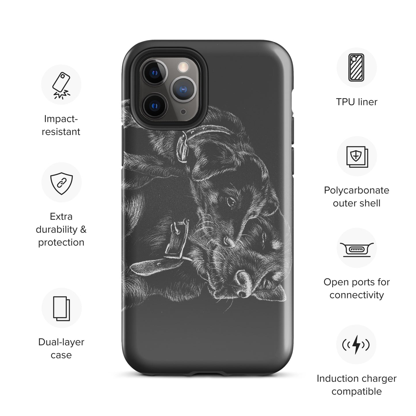 phone case with cattle dog and pup fine art print