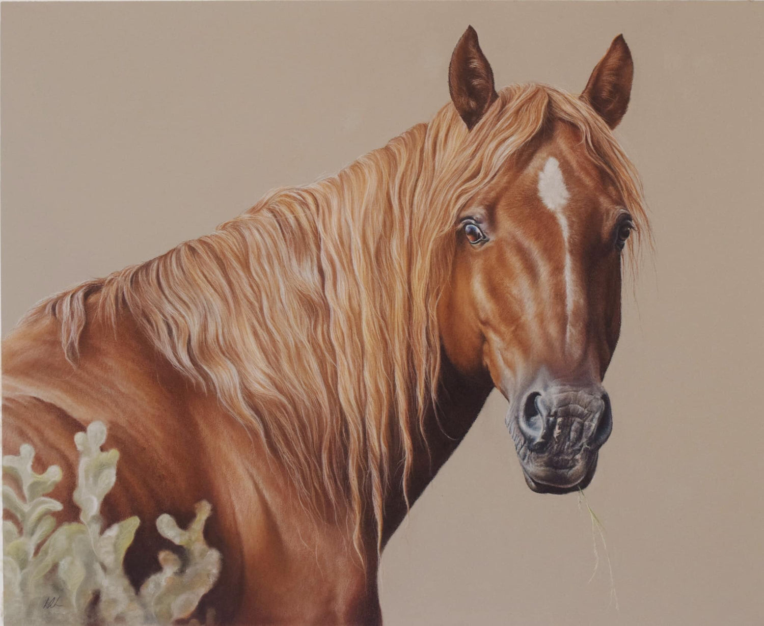 blaze the chestnut horse pastel by kay davidson